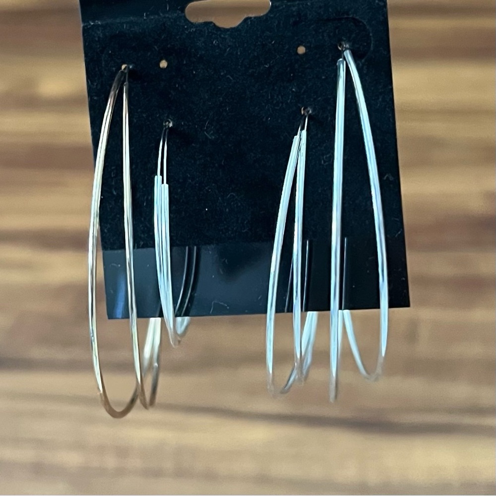 4 sets hoop earrings silver and gold tone costume jewelry